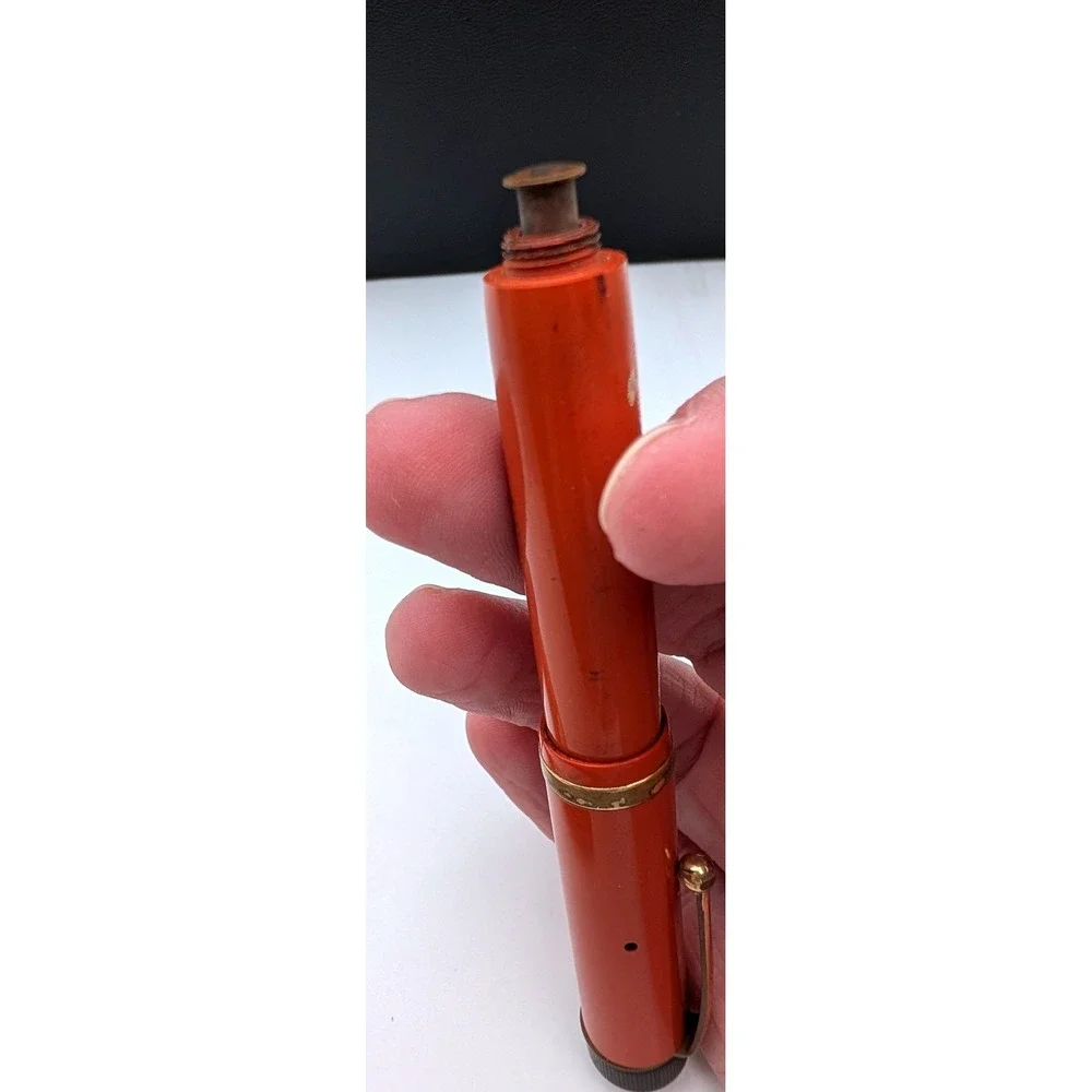 Vintage Parker Duofold Lucky Curve Fountain Pen Set Orange Hard Rubber Gold Trim